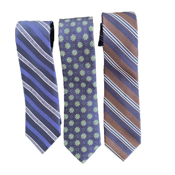Jos. A. Bank 1905  Lot Of  Three Men’s 100% Silk Designer Striped & Floral Ties - Picture 2 of 4